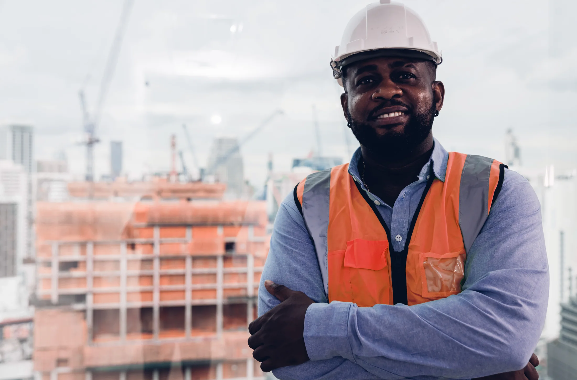 Victor Otieno at a construction site